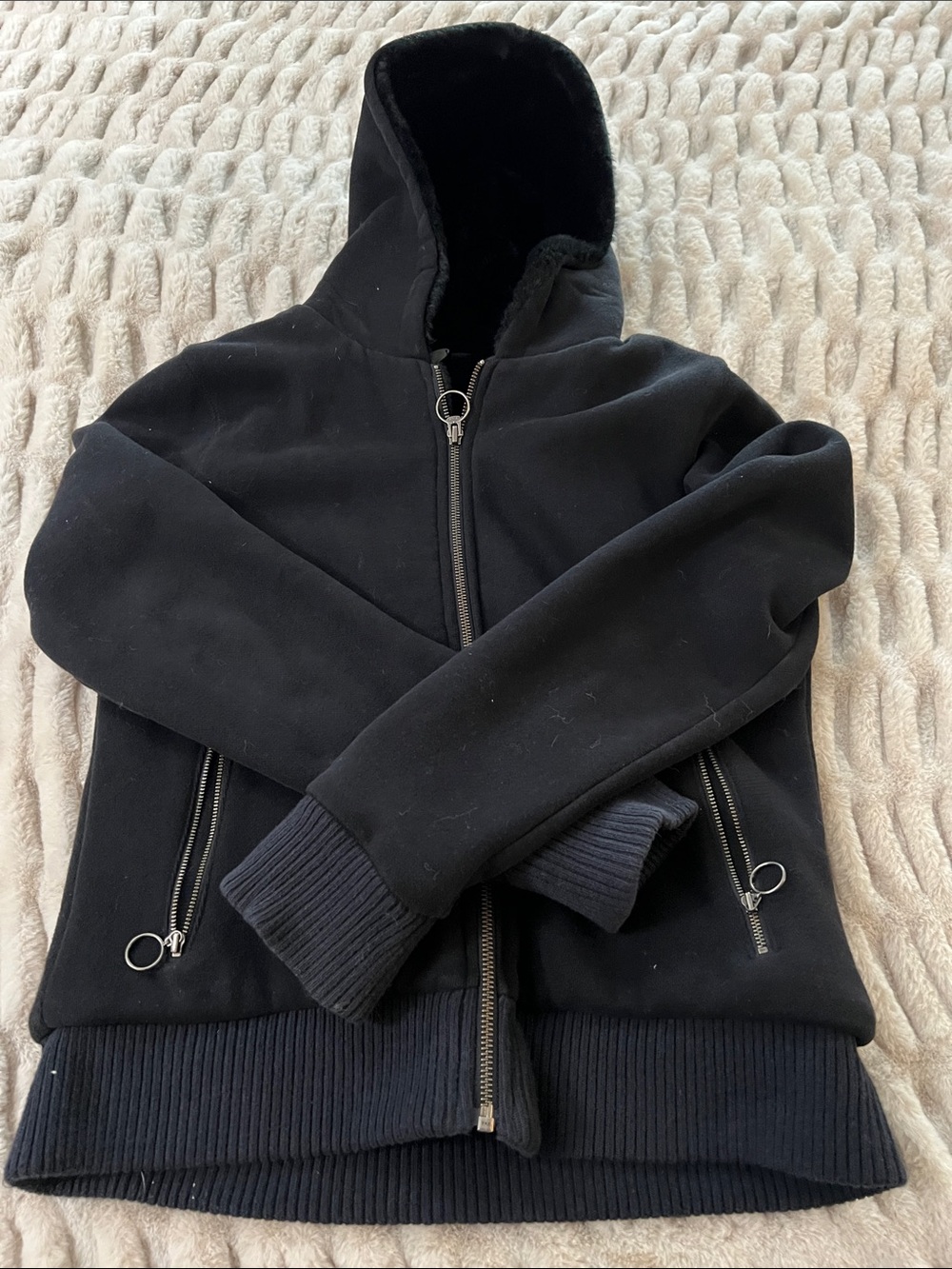Old Navy Black Hooded Zip-Up Jacket